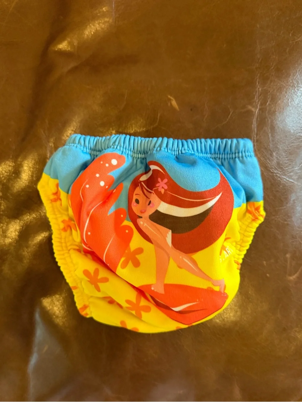 Finis Cute Mermaid Print Swim Diaper Cover - Turquoise & Yellow